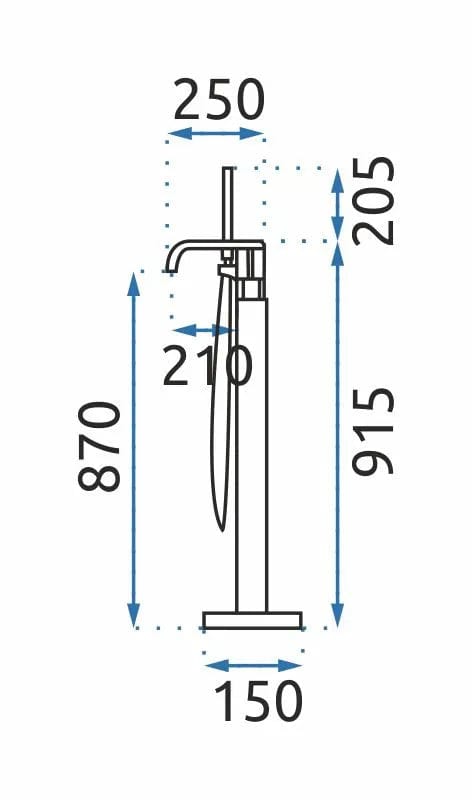 Baterie de podea Rea Carat, auriu lucios