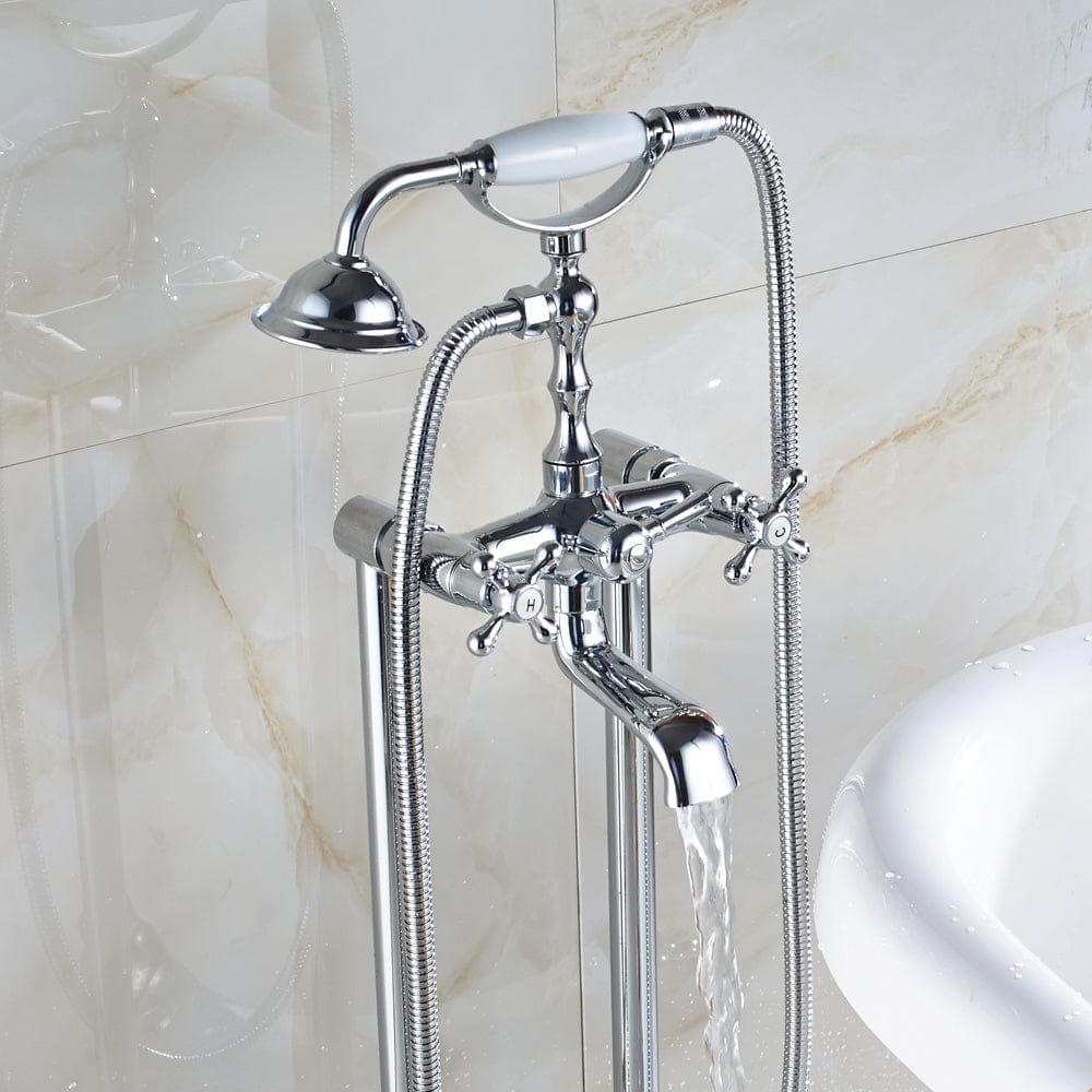 Baterie de podea Rein cu 2 functii de curgere, finisaj crom, cod 1403