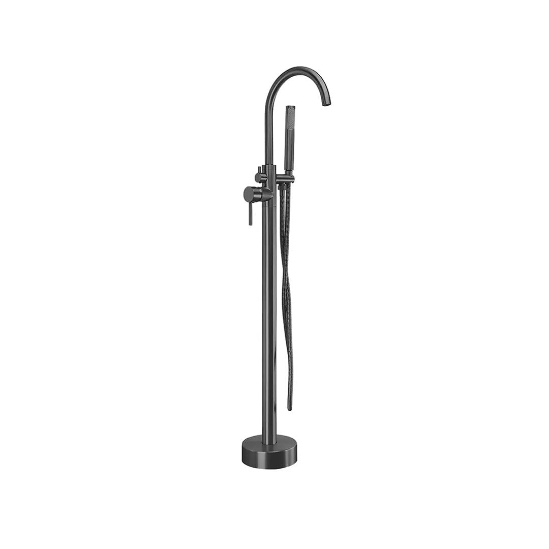 Baterie freestanding Rea Lungo, din alama sanitara si otel inoxidabil, 110 cm, gri titan