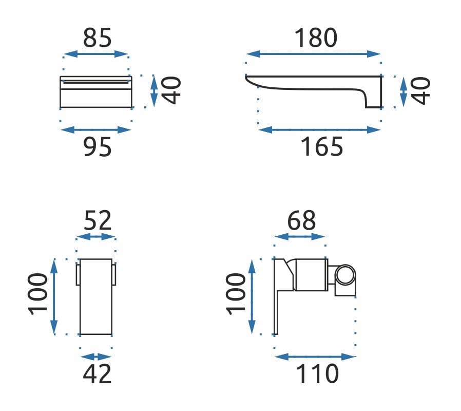 Baterie incastrata Rea Mason, negru mat