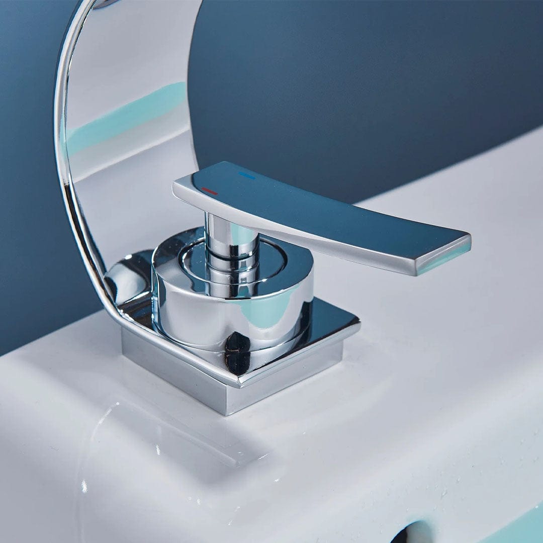 Baterie lavoar baie, argintiu lucios, curbata in forma de C, cod 1631