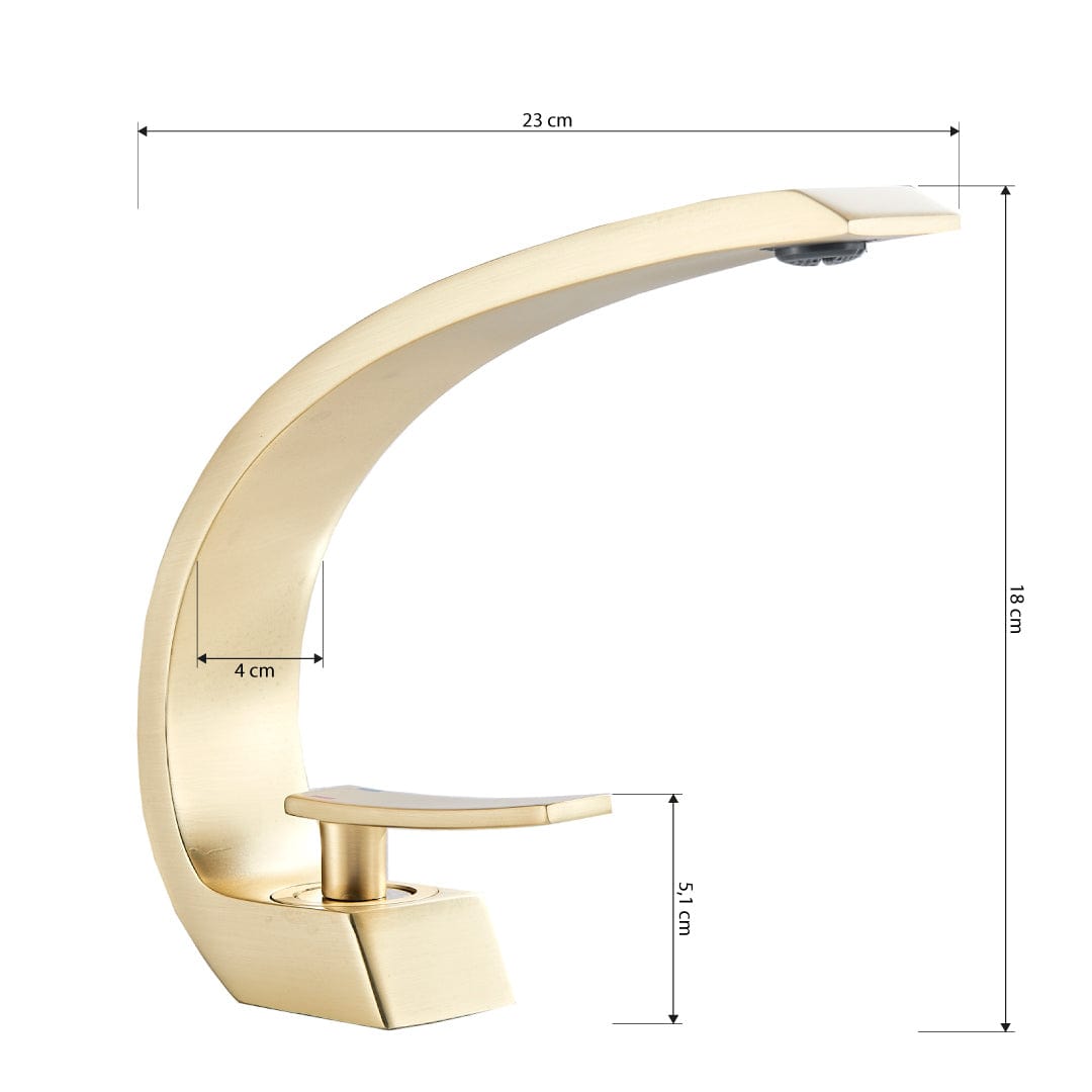 Baterie lavoar baie, auriu nichelat, curbata in forma de C, cod 1279