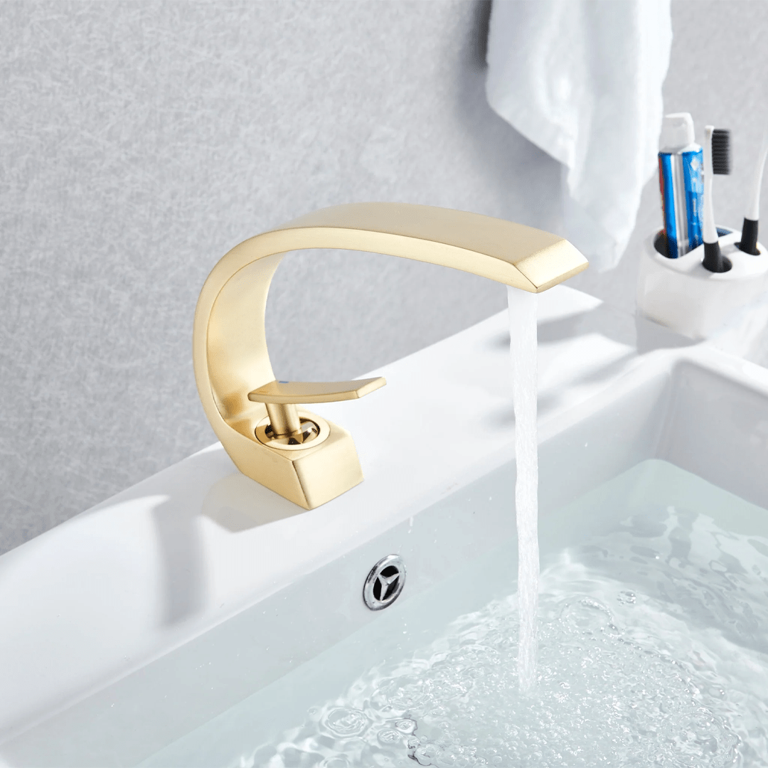 Baterie lavoar baie, auriu nichelat, curbata in forma de C, cod 1279