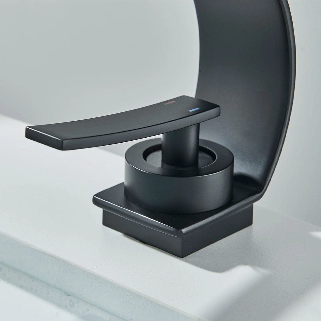 Baterie lavoar baie, negru mat, curbata in forma de C, cod 1649