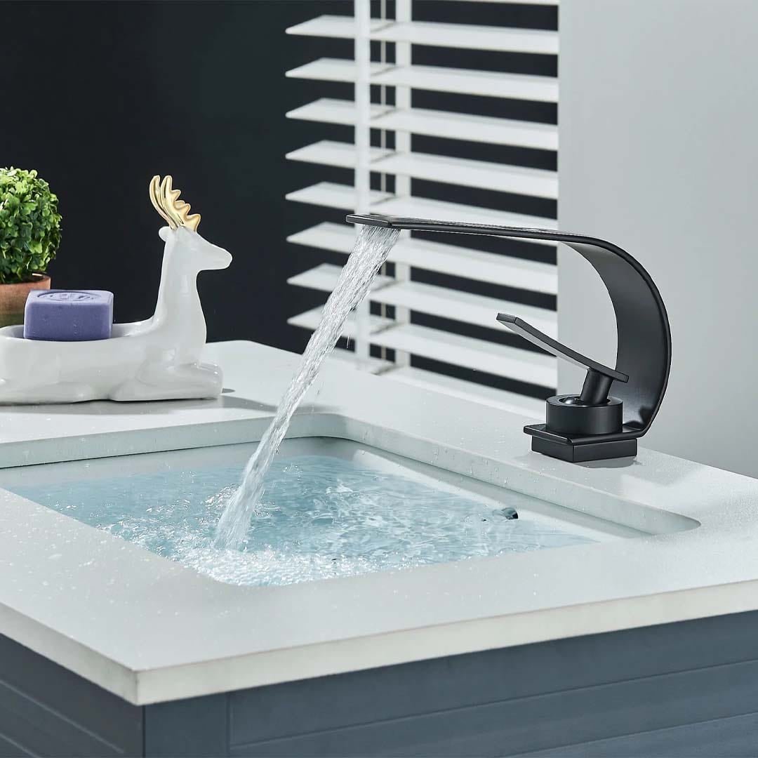 Baterie lavoar baie, negru mat, curbata in forma de C, cod 1649