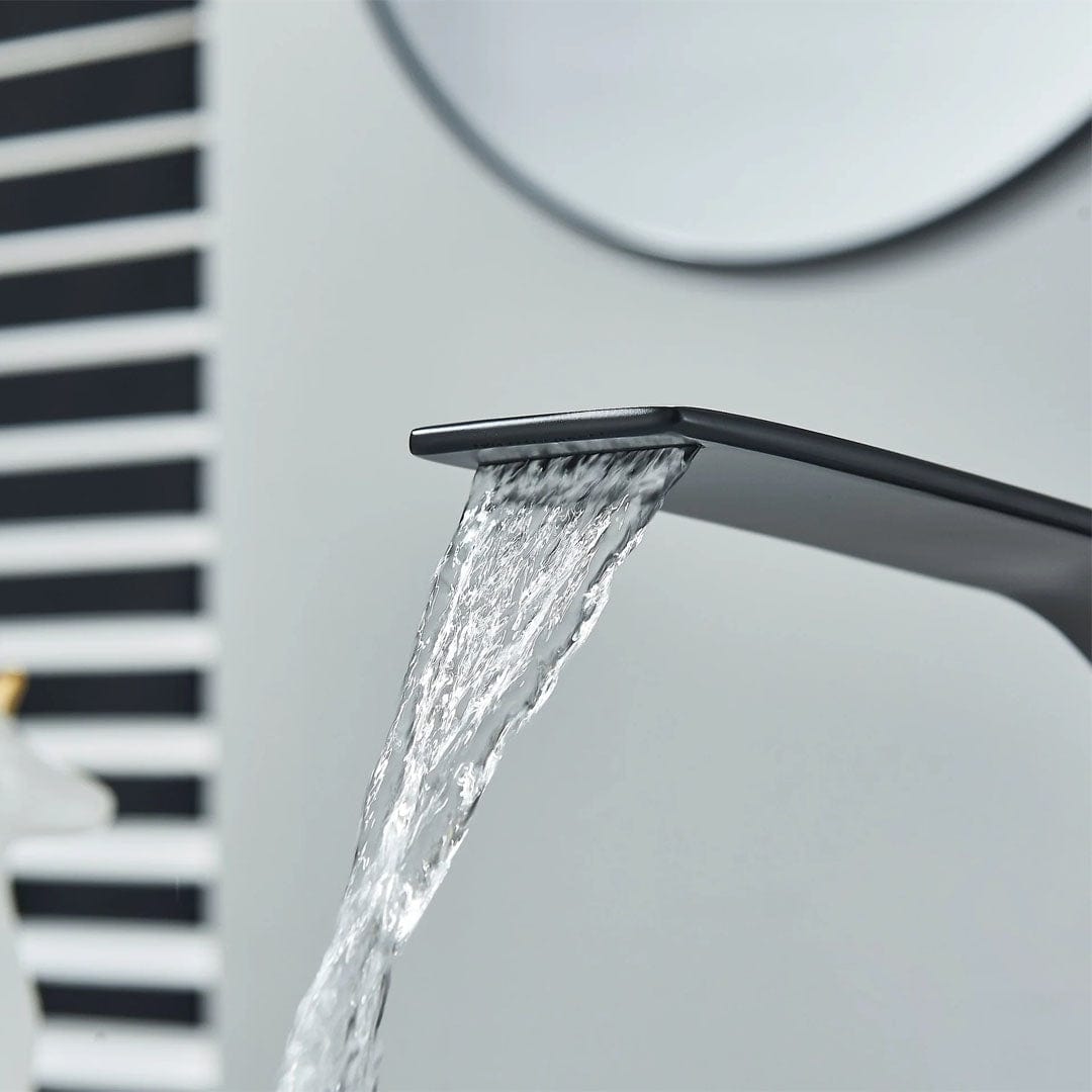 Baterie lavoar baie, negru mat, curbata in forma de C, cod 1649