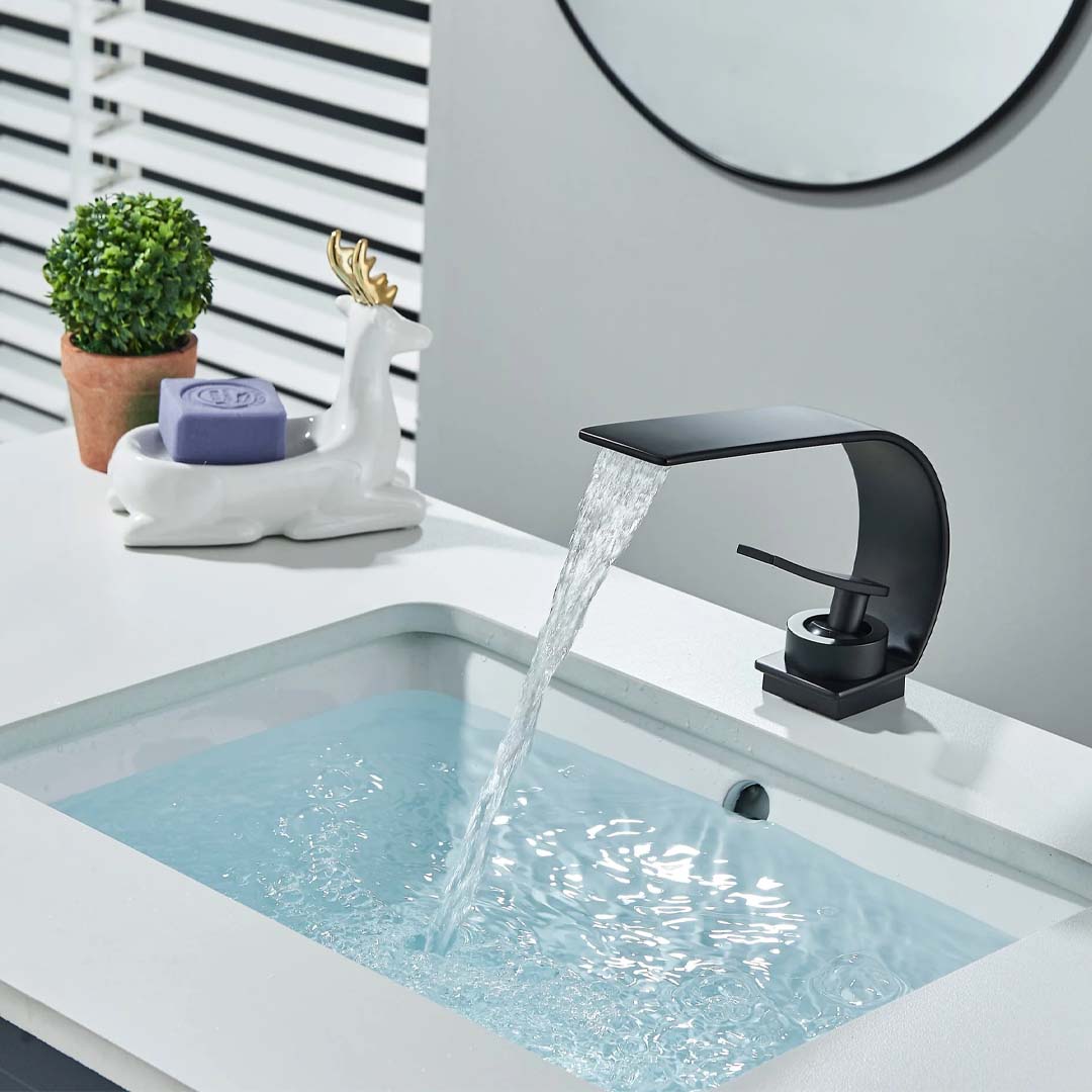 Baterie lavoar baie, negru mat, curbata in forma de C, cod 1649