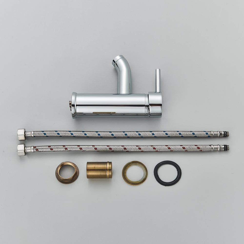 Baterie lavoar/bideu cu montare pe chiuveta, cu un singur maner si orificiu, argintiu cromat, cod 1520