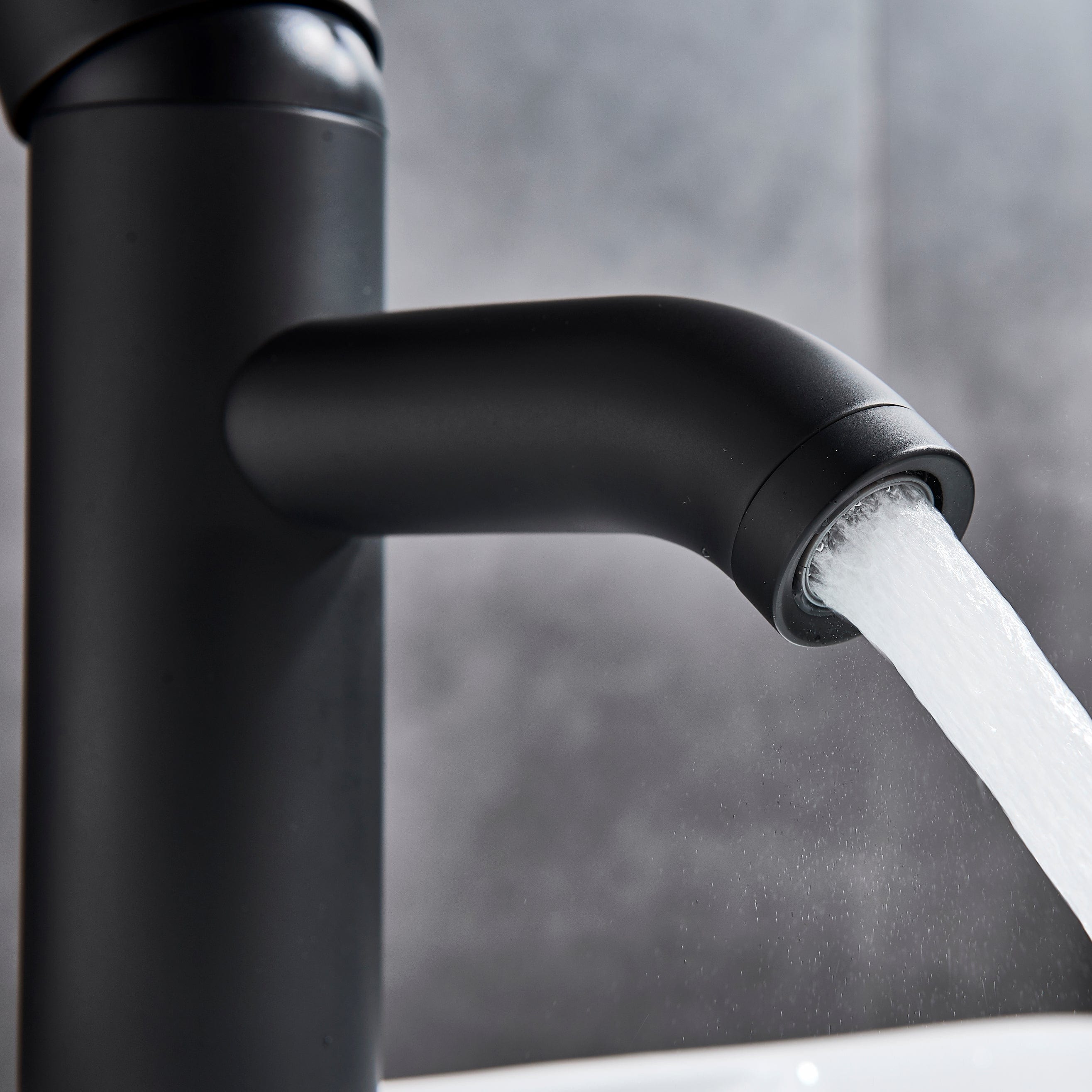 Baterie lavoar/bideu cu montare pe chiuveta, cu un singur maner si orificiu, negru mat, cod 1283