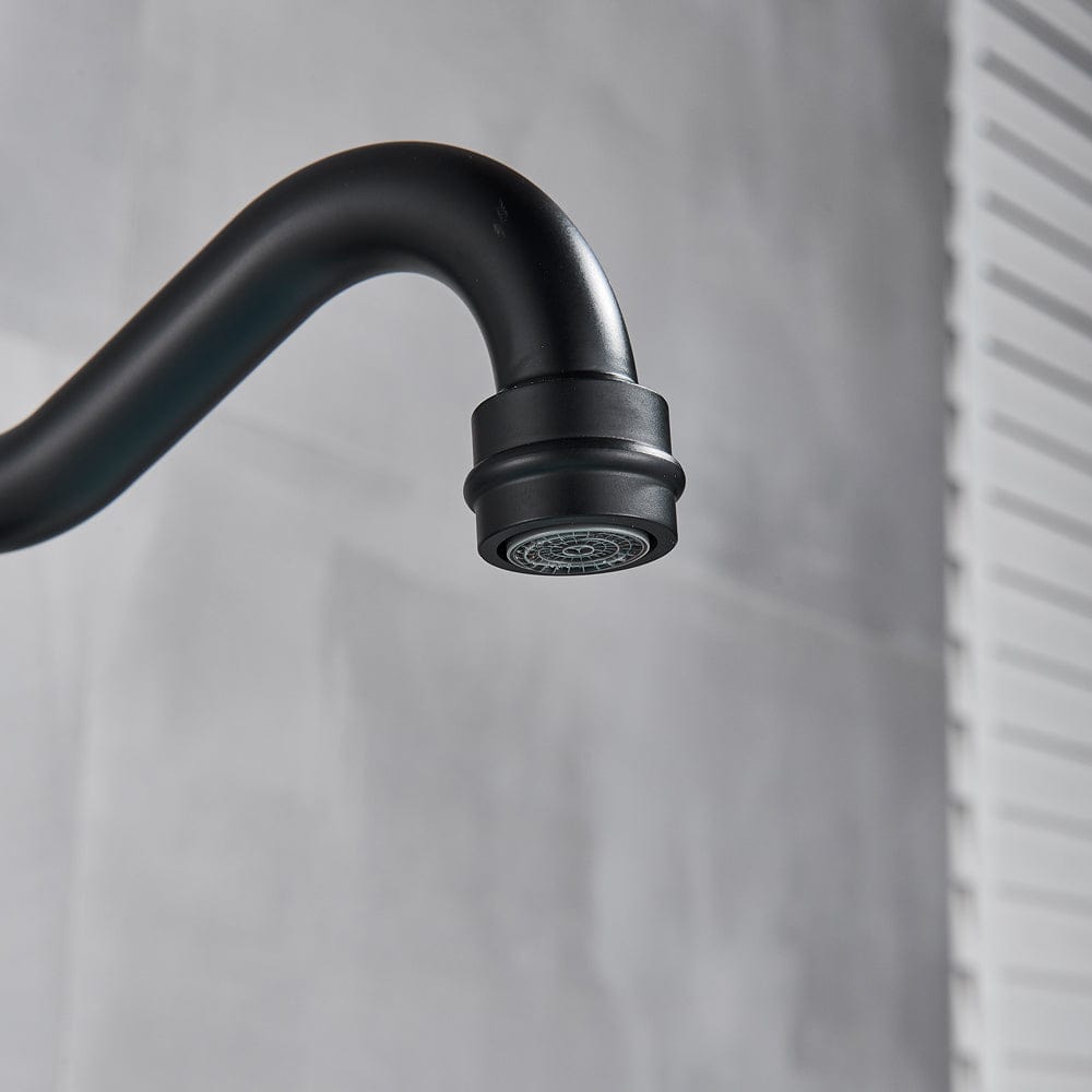 Baterie lavoar/bucatarie retro, inalta, cu montare pe chiuveta sau blat, negru mat, cod 1517