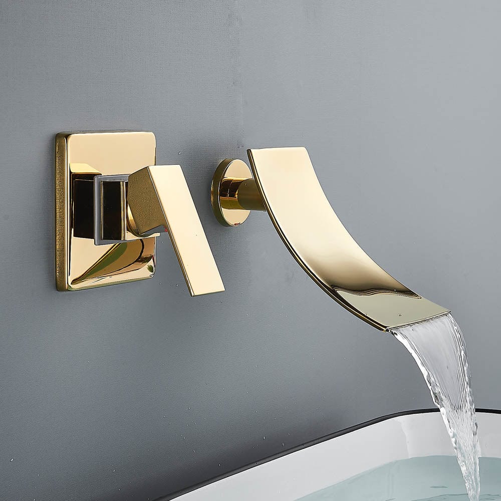 Baterie lavoar Cascade, auriu lucios, cu montare in perete, cod 1475