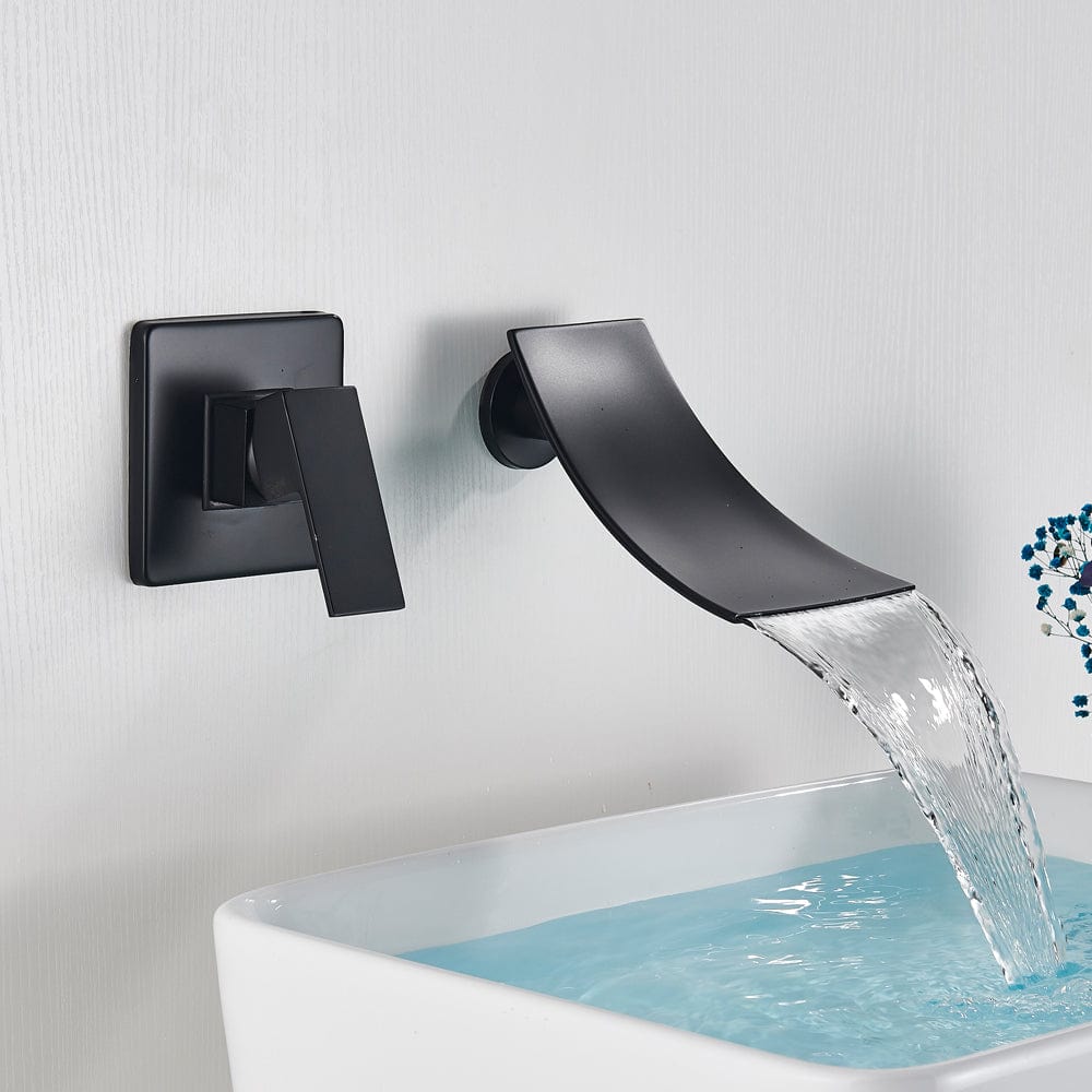 Baterie lavoar Cascade, negru mat, cu montare in perete, cod 1510