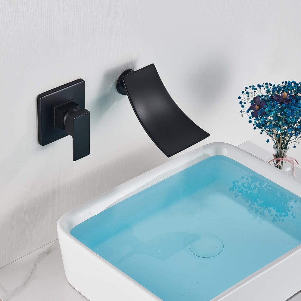 Baterie lavoar Cascade, negru mat, cu montare in perete, cod 1510