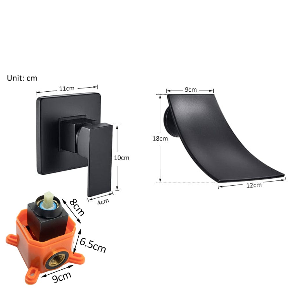 Baterie lavoar Cascade, negru mat, cu montare in perete, cod 1510