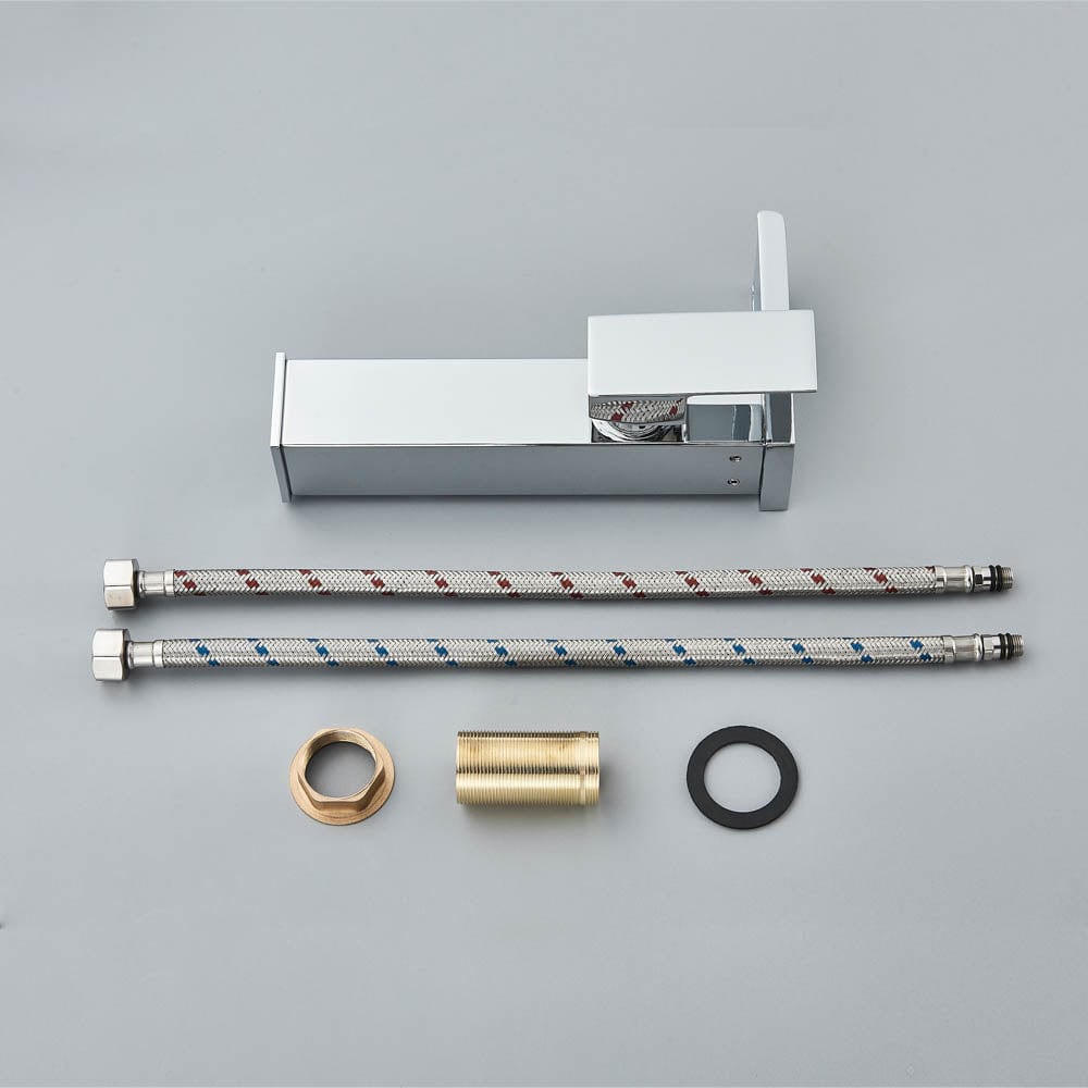 Baterie lavoar cu led, tip cascada, argintiu, cod 1490