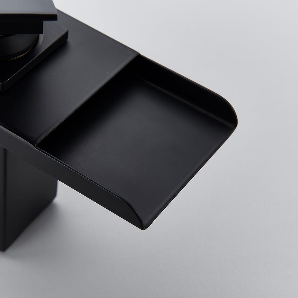 Baterie lavoar cu LED, tip cascada, cu un singur orificiu, negru, cod 1297