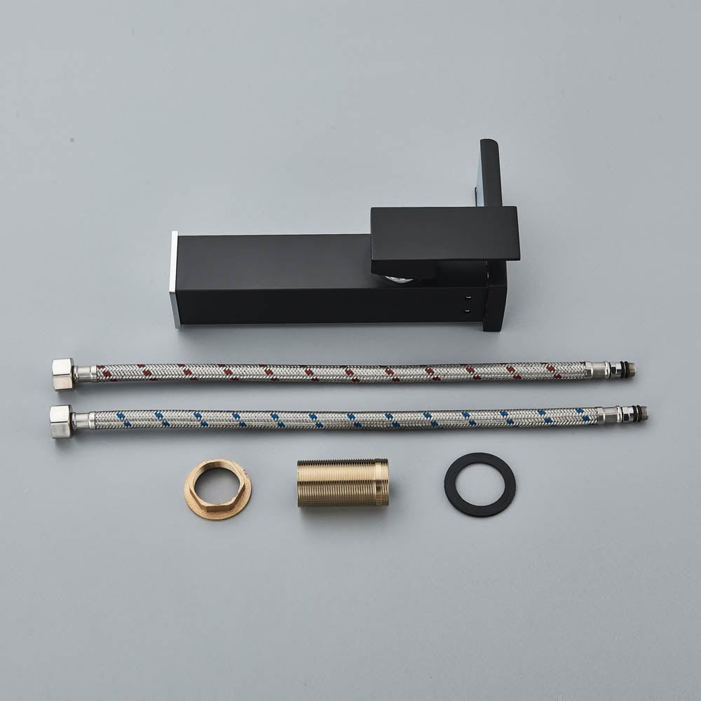 Baterie lavoar cu led, tip cascada, negru mat, cod 1489