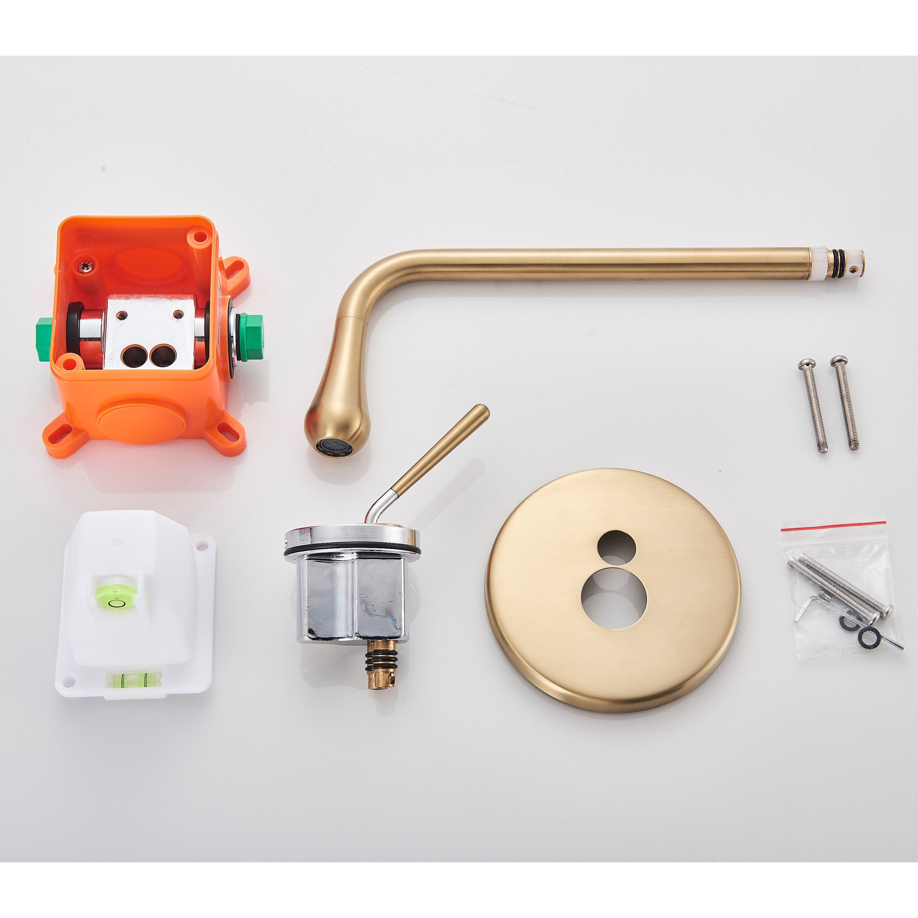 Baterie lavoar cu montare in perete, auriu nichelat, cod 1330