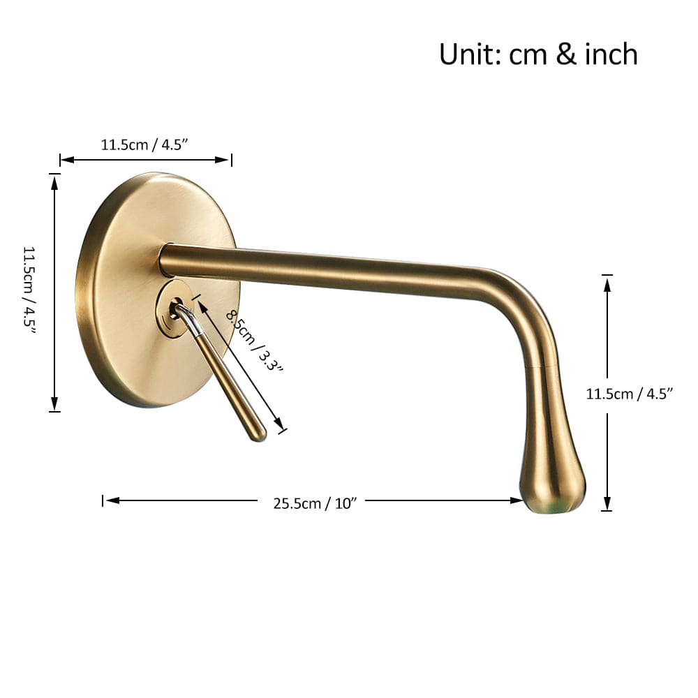 Baterie lavoar cu montare in perete, auriu nichelat, cod 1330