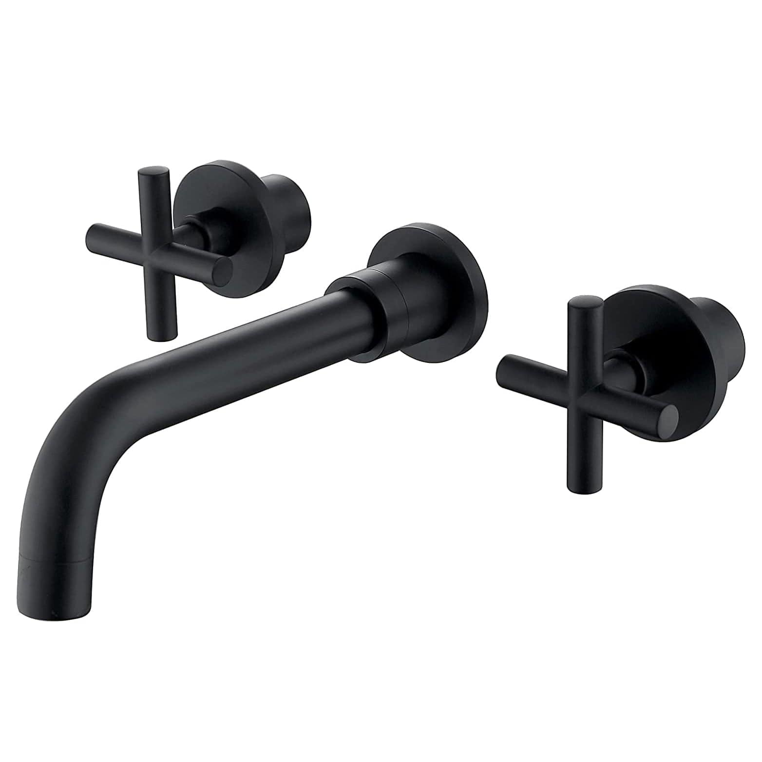 Baterie lavoar, cu montare in perete, din alama, cu 2 manere, negru mat, cod 1552