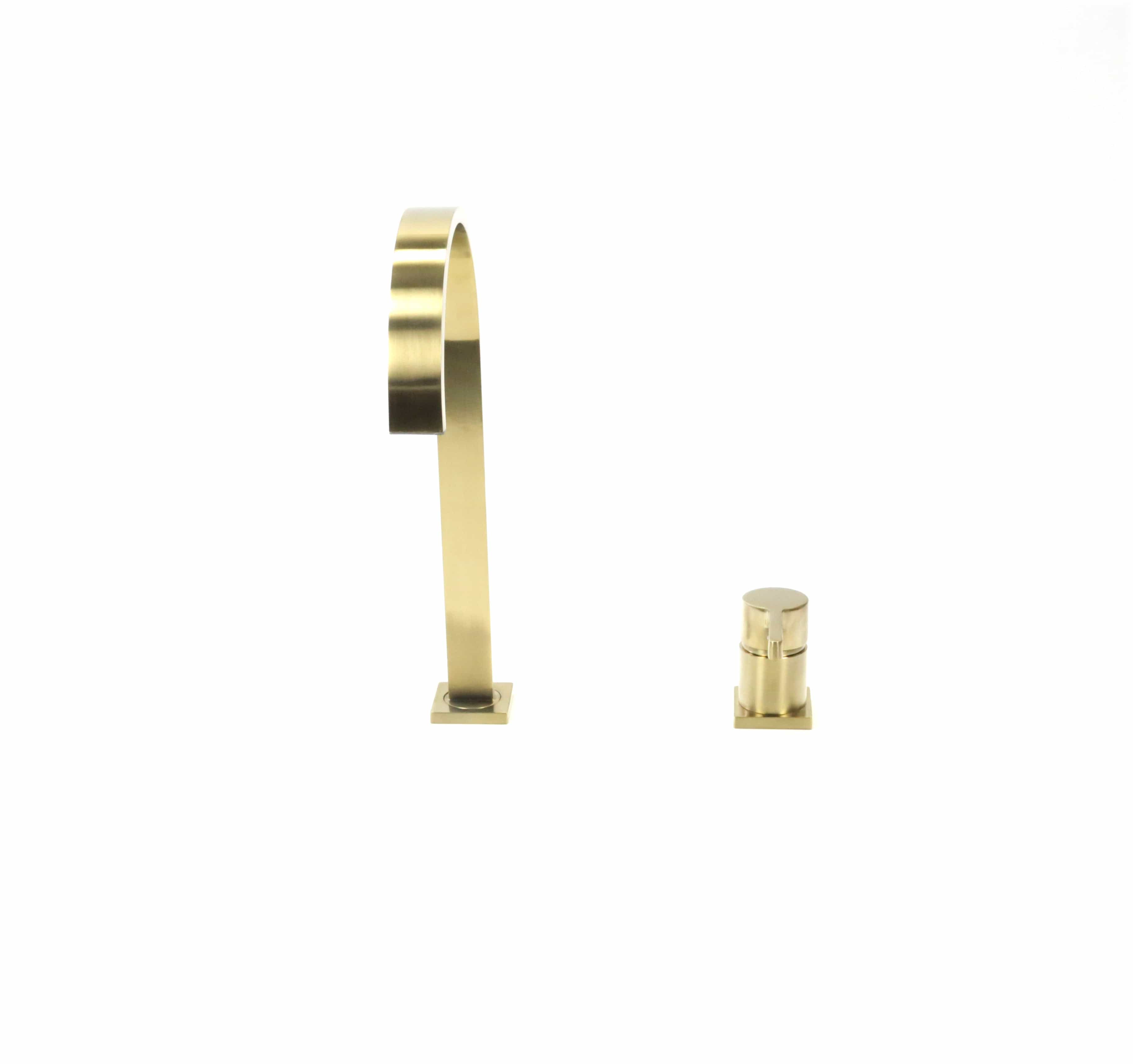 Baterie lavoar cu montare pe blat, cu monocomanda, auriu nichelat, cod 1290