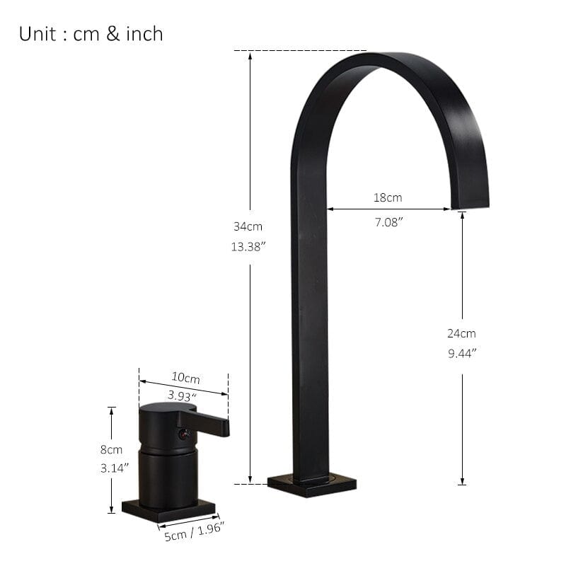 Baterie lavoar cu montare pe blat, cu monocomanda, negru mat, cod 1289