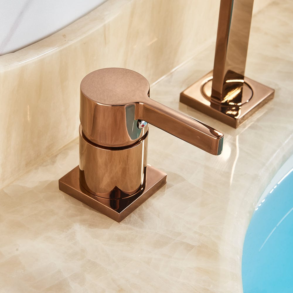 Baterie lavoar cu montare pe blat, cu monocomanda, rose gold, cod 1599