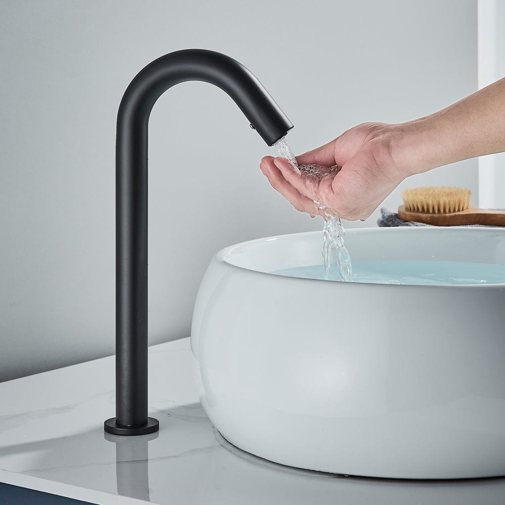 Baterie lavoar cu montare pe blat, cu senzor de pornire/oprire, negru mat, cod 1531