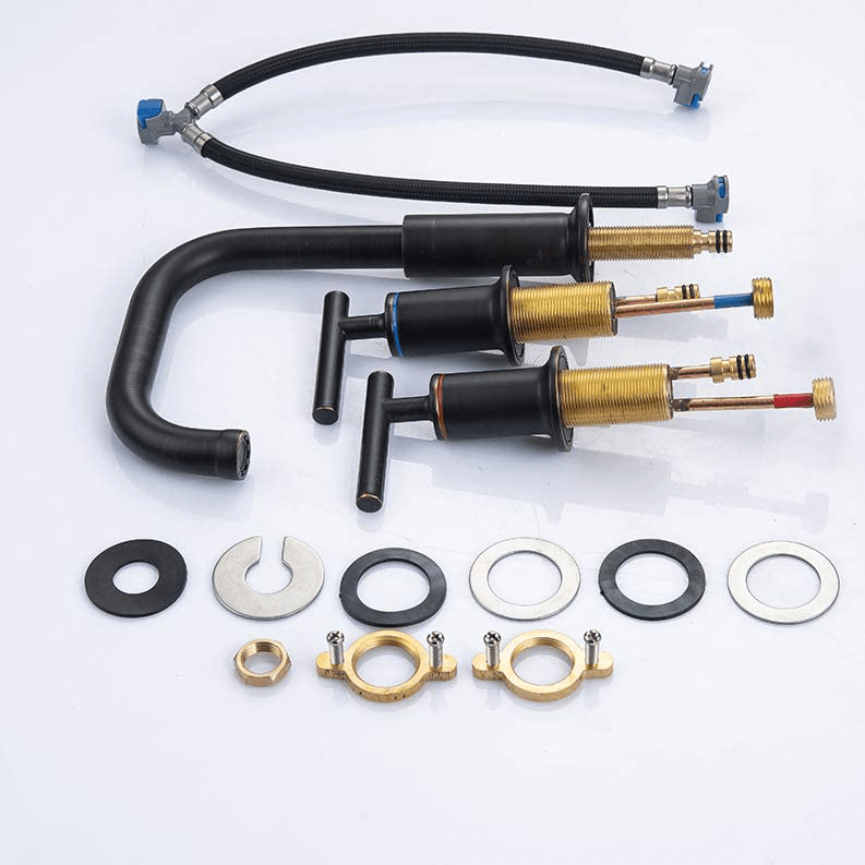 Baterie lavoar cu montare pe chiuveta, cu doua manere, negru, cod 1314