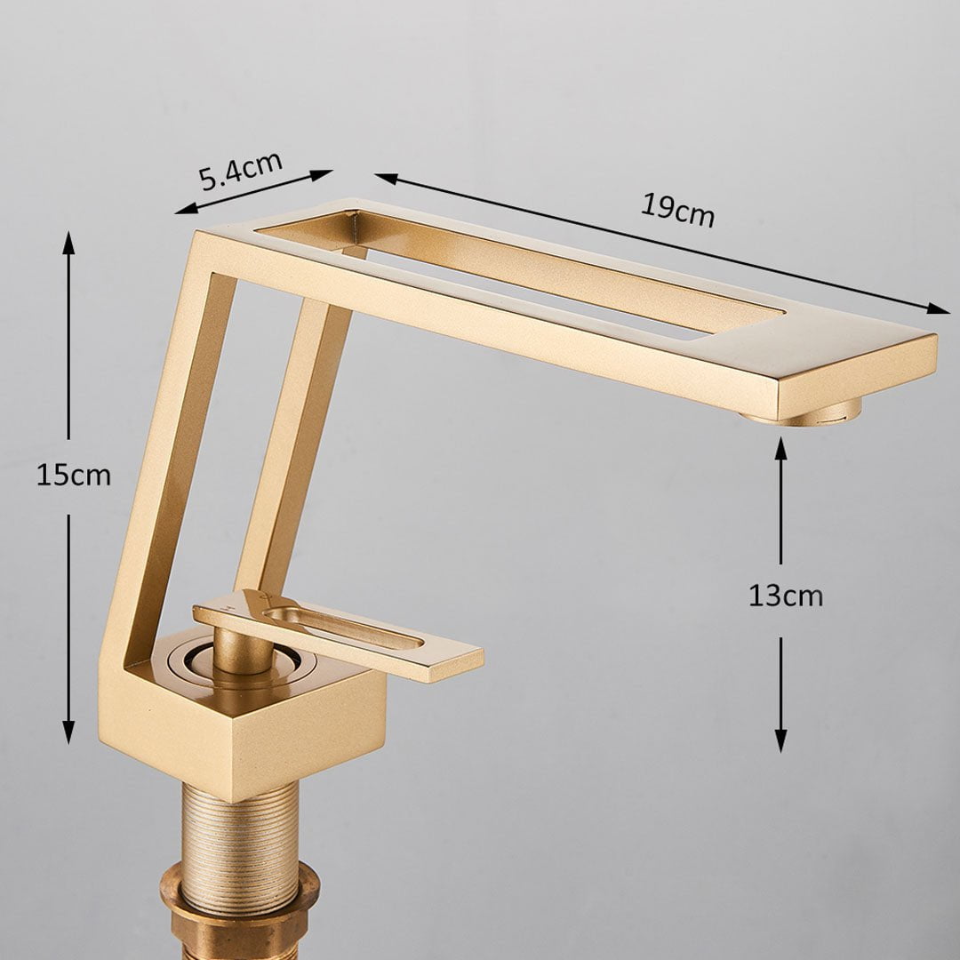 Baterie lavoar cu un singur orificiu, din alamă solidă, auriu mat, cod 1176