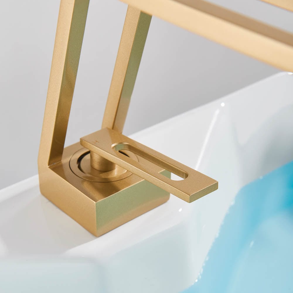 Baterie lavoar cu un singur orificiu, din alamă solidă, auriu mat, cod 1176