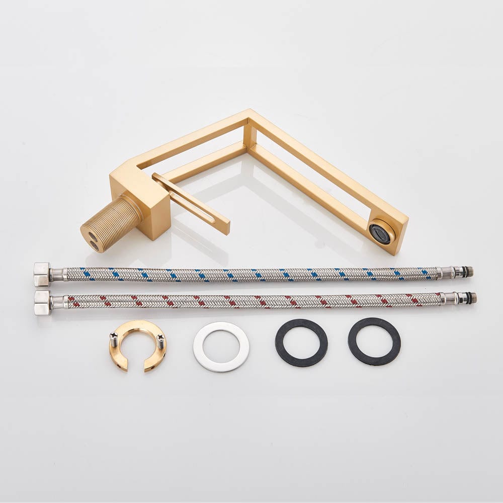 Baterie lavoar cu un singur orificiu, din alamă solidă, auriu mat, cod 1176