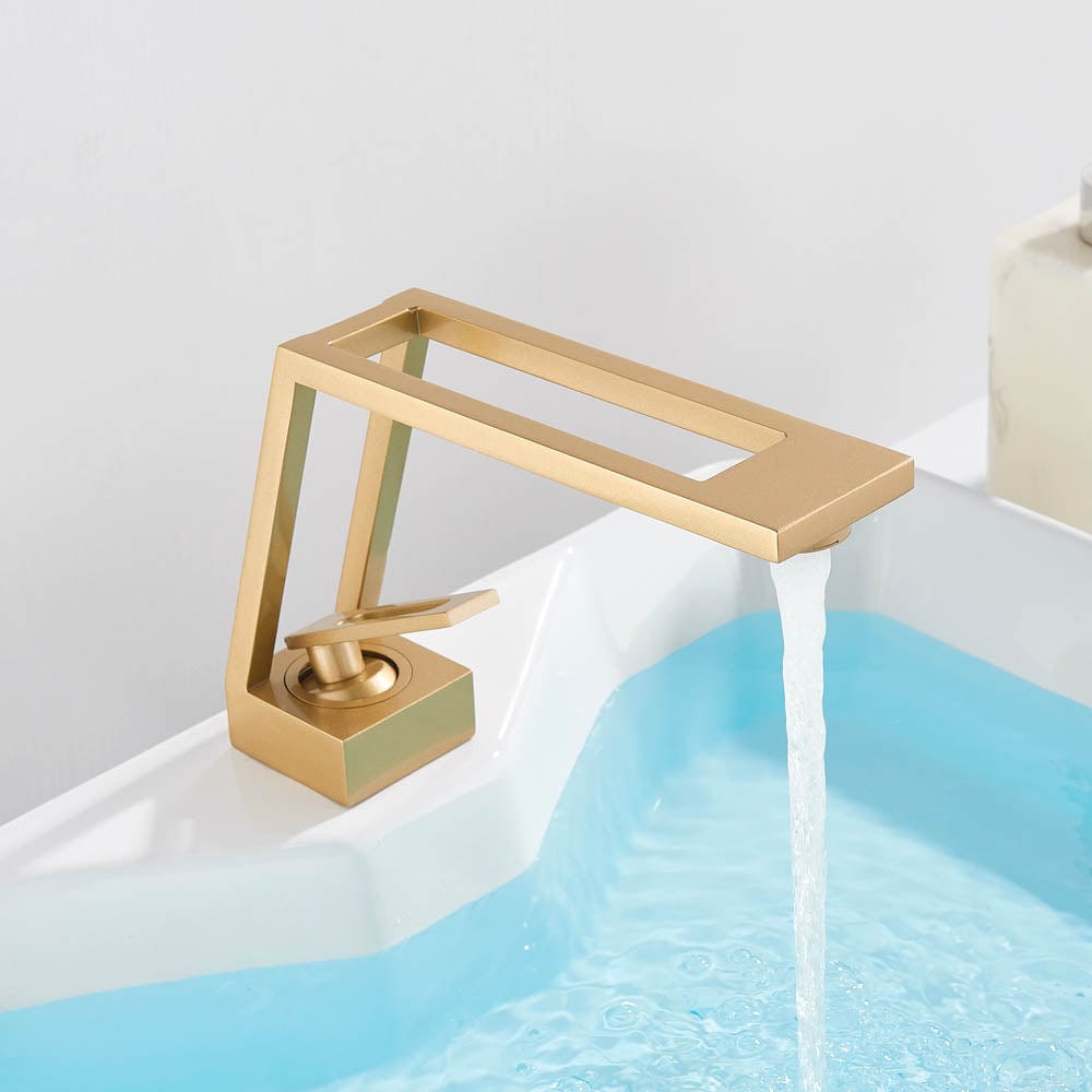 Baterie lavoar cu un singur orificiu, din alamă solidă, auriu mat, cod 1176