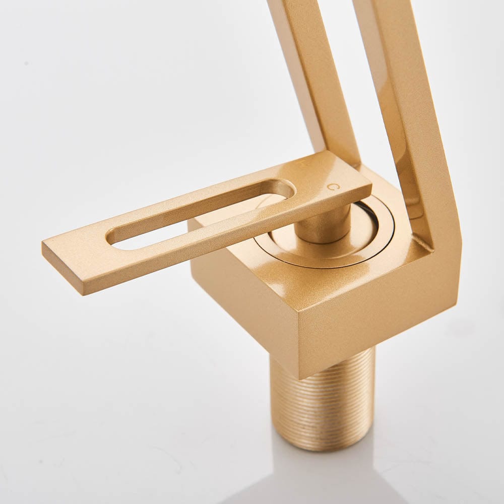 Baterie lavoar cu un singur orificiu, din alamă solidă, auriu mat, cod 1176