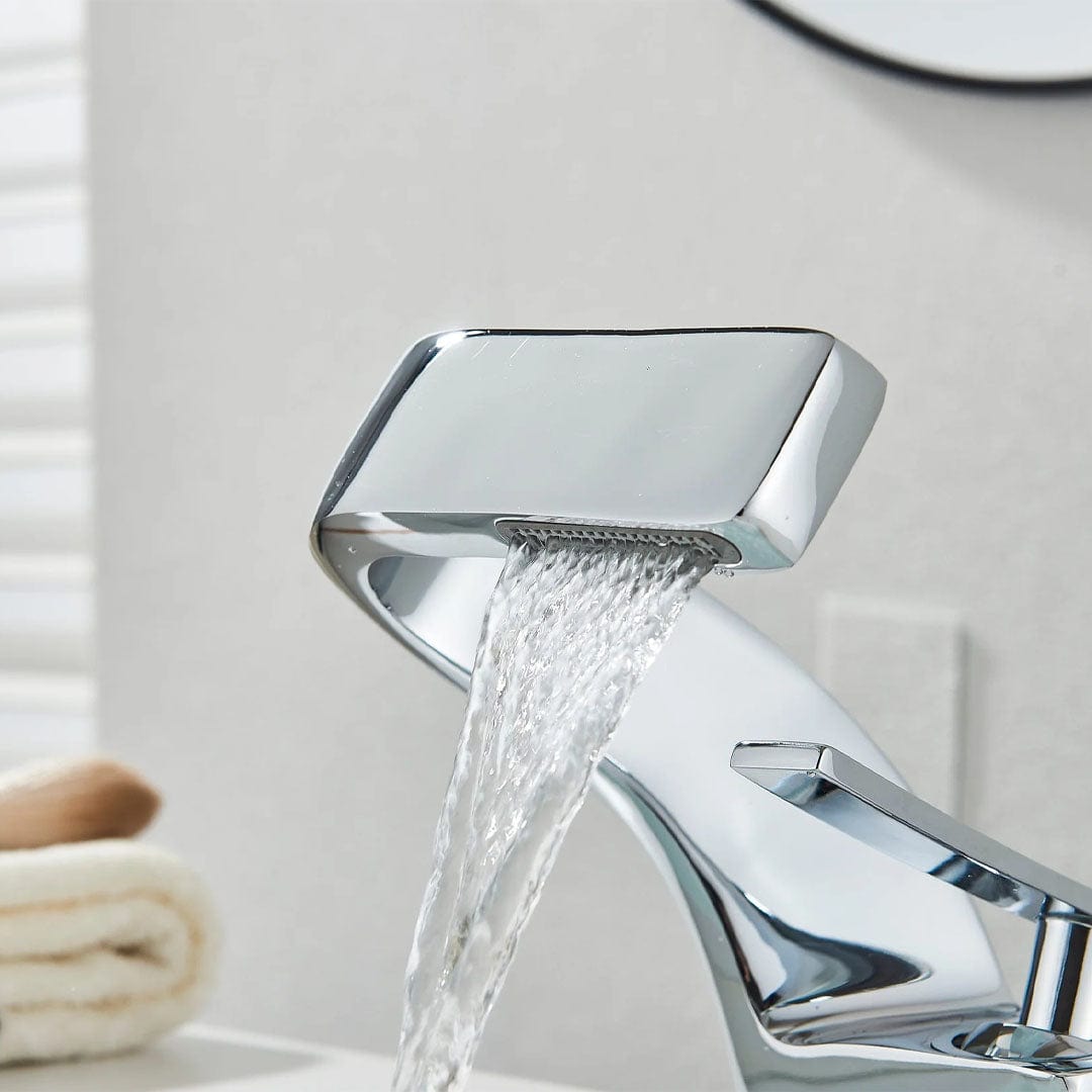 Baterie lavoar, curgere tip cascada, argintiu lucios, cod 1644