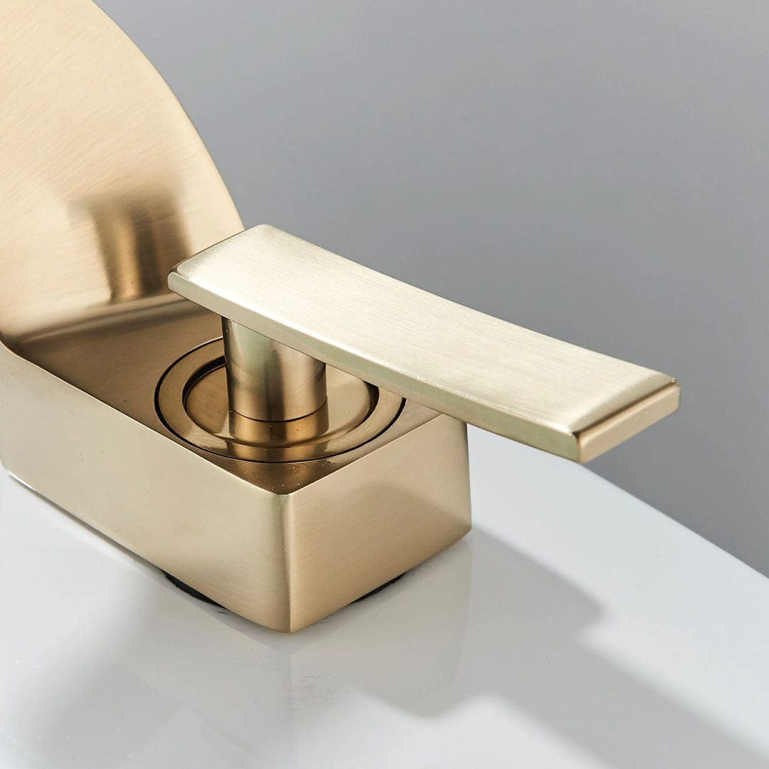 Baterie lavoar, curgere tip cascada, auriu mat, cod 1645