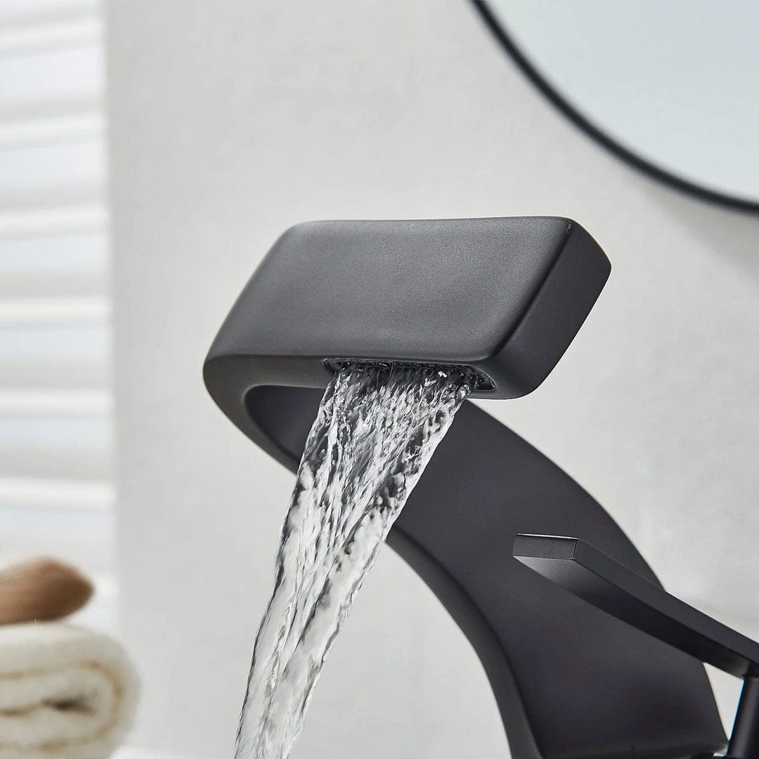 Baterie lavoar, curgere tip cascada, negru mat, cod 1646