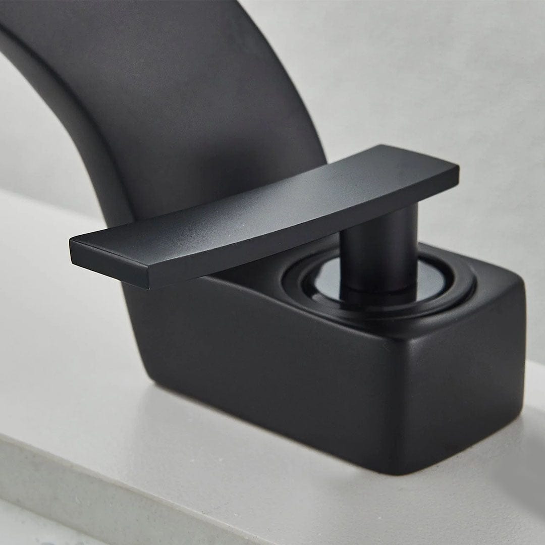 Baterie lavoar, curgere tip cascada, negru mat, cod 1646