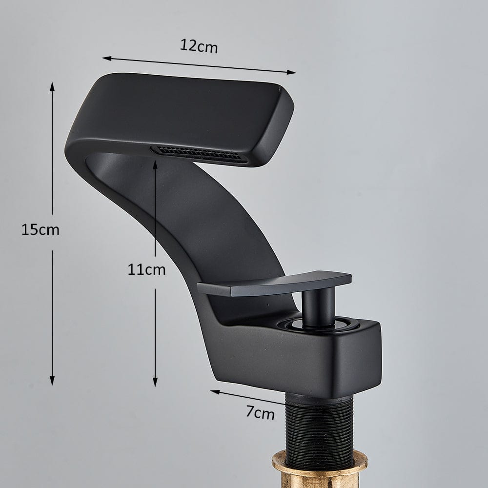 Baterie lavoar, curgere tip cascada, negru mat, cod 1646