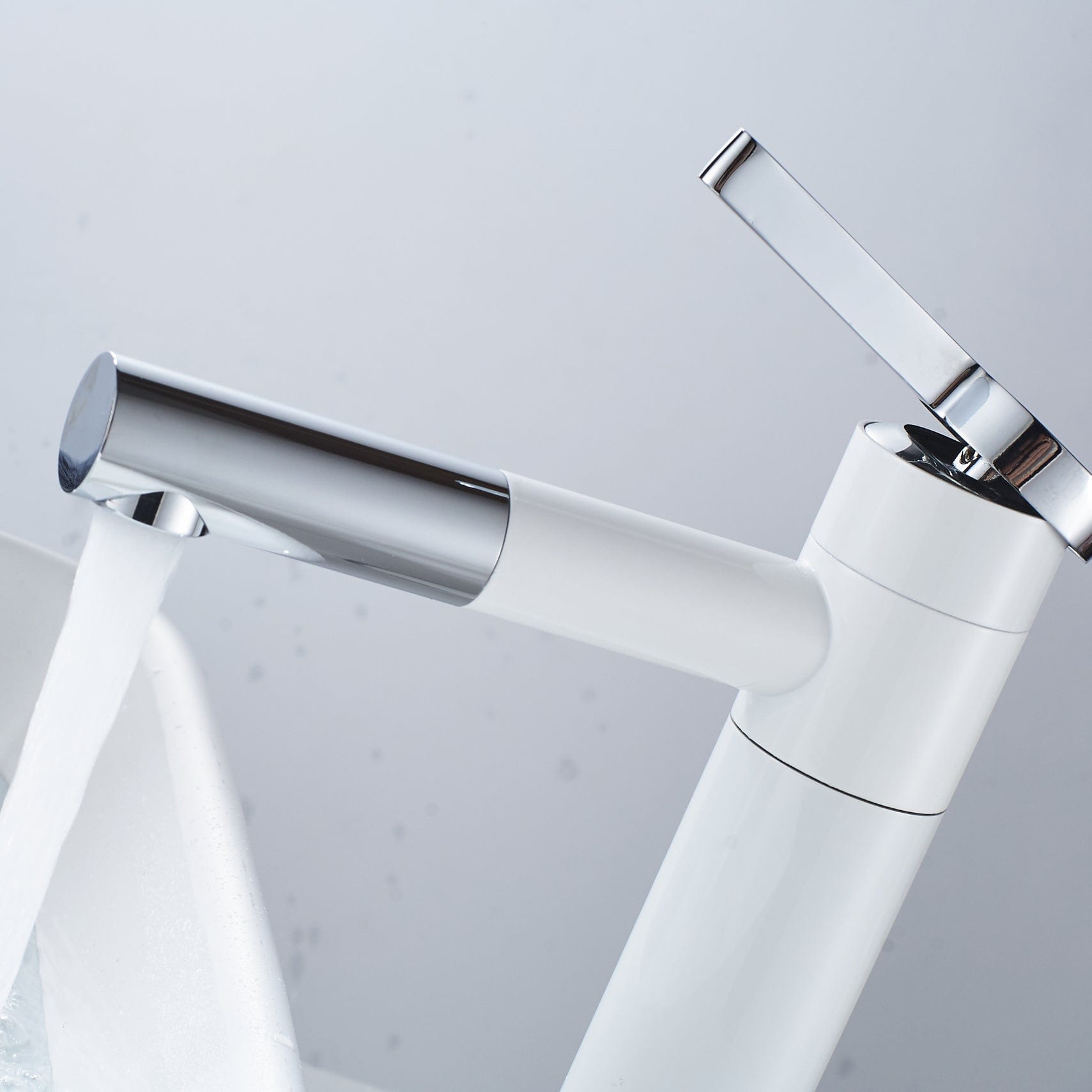 Baterie lavoar, din alama cu montare in blat, alb si cromat, cod 1295