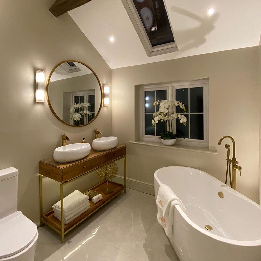 Baterie lavoar din alama, tip cascada, auriu antichizat, cod 1305