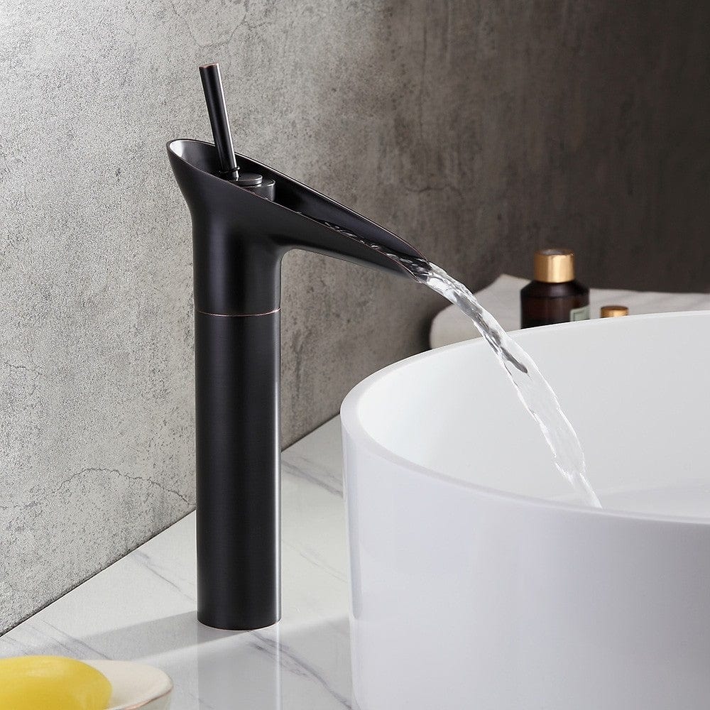 Baterie lavoar din alama, tip cascada, negru, cod 1306