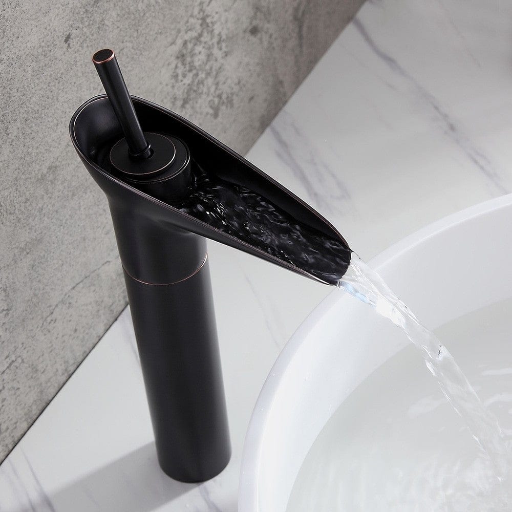 Baterie lavoar din alama, tip cascada, negru, cod 1306