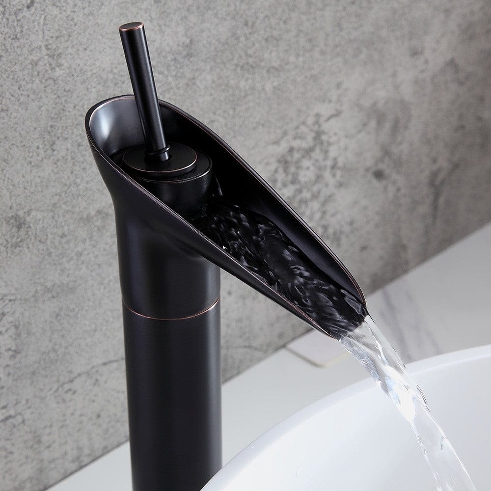 Baterie lavoar din alama, tip cascada, negru, cod 1306