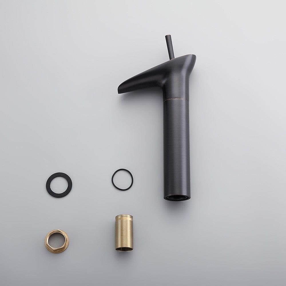 Baterie lavoar din alama, tip cascada, negru, cod 1306