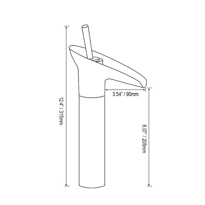 Baterie lavoar din alama, tip cascada, negru, cod 1306
