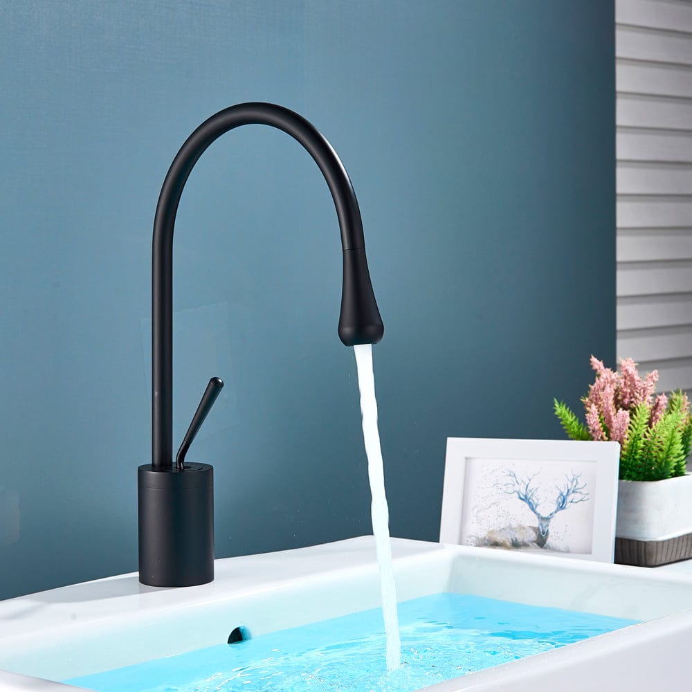 Baterie lavoar inalta Lebend, neagra, cu montare pe chiuveta, cod 1357