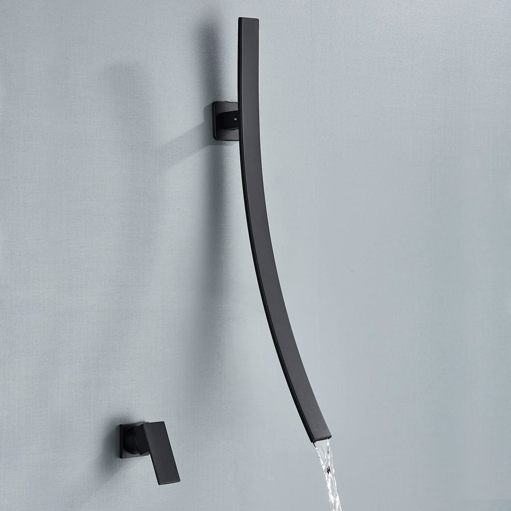 Baterie lavoar neagra cu montare pe perete, cod 1260