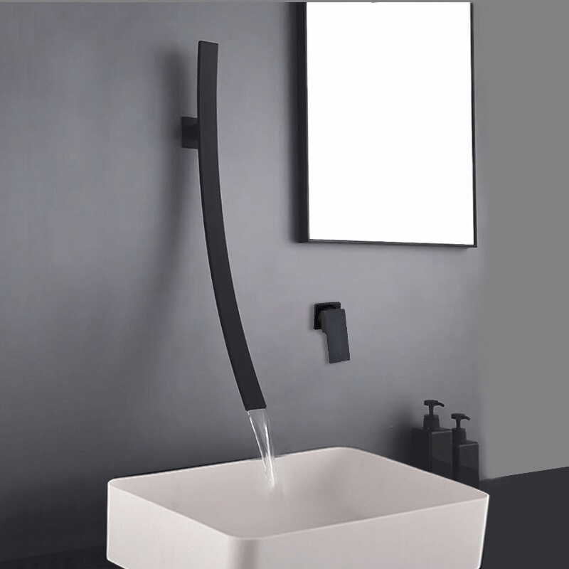 Baterie lavoar neagra cu montare pe perete, cod 1260