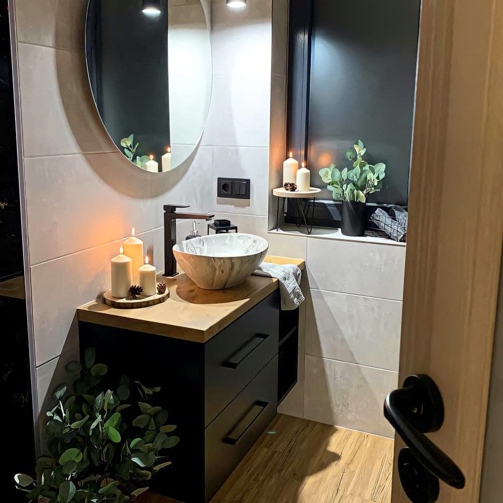 Baterie lavoar neagra, din alama cu montare in blat, cod 1257